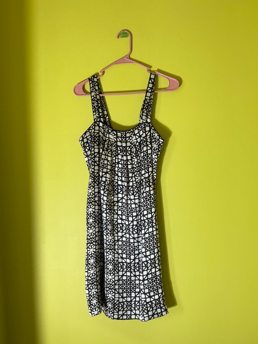 White House Black Market Black and White Patterned Silk Mini Dress
